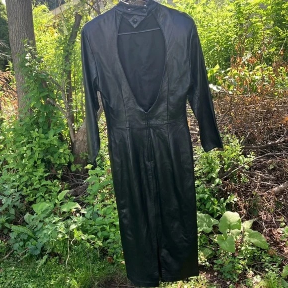 Vintage Ruth Wagner Leather Maxi Dress size 8 with Back cutout - Picture 1 of 14